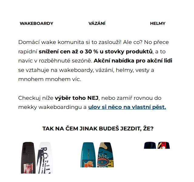 SNOWBOARD ZEZULA: Wakeboardy až s 30% slevou – červenec 2026 | Nuslet.cz