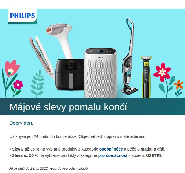 Philips: Sleva až 50 % na domácnost a 35 % na osobní péči – květen 2022 | Nuslet.cz