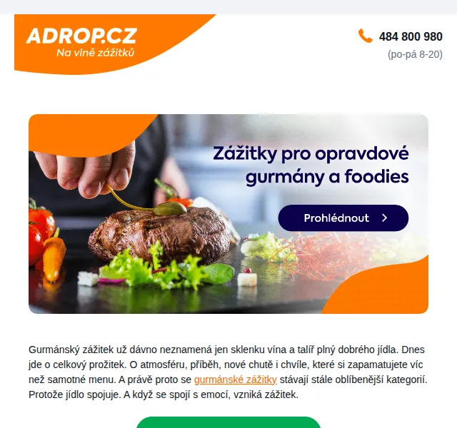 Adrop: gurmánské zážitky – dárky s degustacemi a večeřemi – červenec 2026 | Nuslet.cz