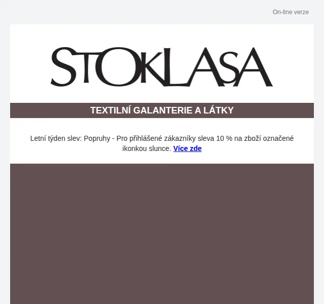 Stoklasa: Letní týden slev na popruhy – červen 2026 | Nuslet.cz