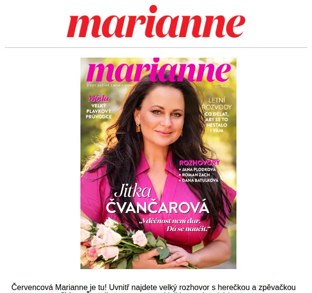Marianne: červenec 2026 – předplatné + Bio-Oil za 899 Kč