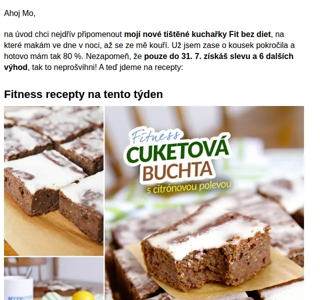 BAJOLA ✌ Fit bez diet: Fitness cuketová buchta – červen 2026 | Nuslet.cz
