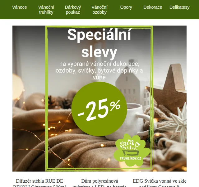 Truhlíkov.cz: Vánoční dekorace se slevou až 25 % – červenec 2026 | Nuslet.cz
