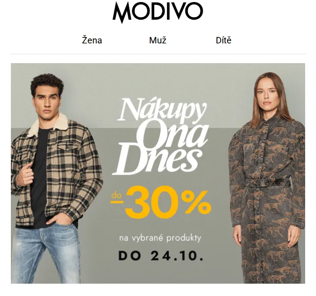 Modivo: Sleva až -30 % na podzimní kolekci – červen 2026 | Nuslet.cz