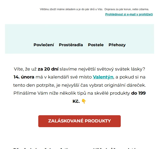 Výprodej povlečení: Valentýnské dárky do 199 Kč – červenec 2026 | Nuslet.cz