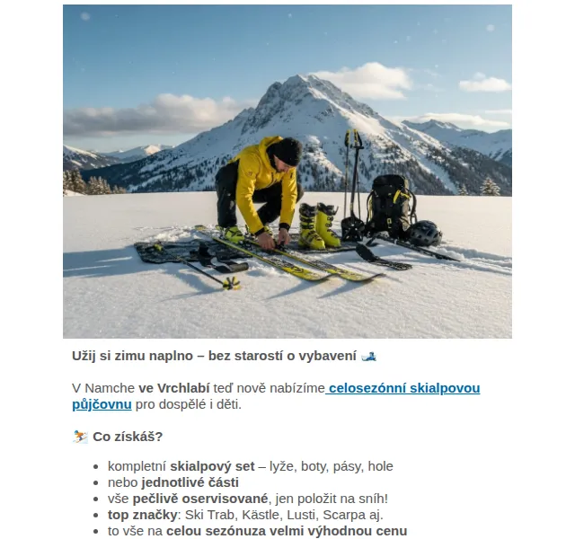Namcheshop: celosezónní skialpová půjčovna – červenec 2026 | Nuslet.cz