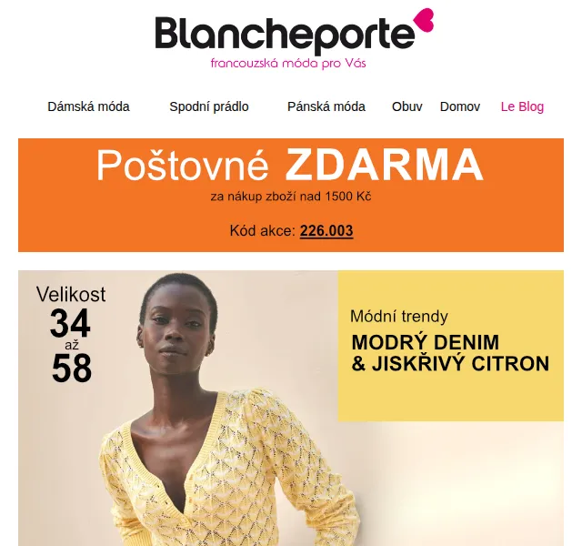 Blancheporte: Nová sezóna v modrém a žlutém – duben 2026