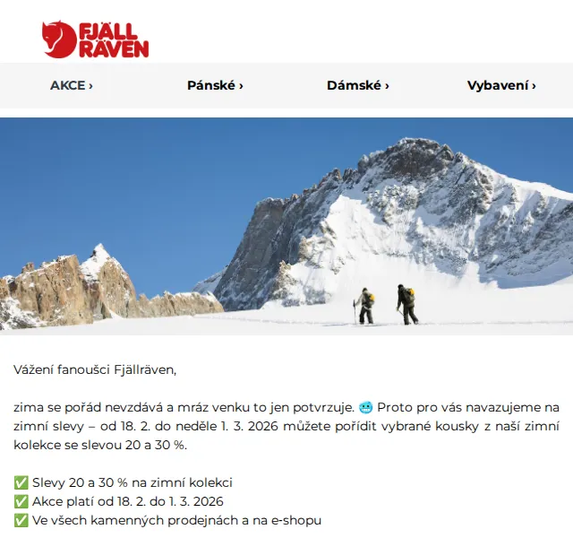 Fjallraven-shop: Zimní slevy až 30 % – únor 2026 | Nuslet.cz