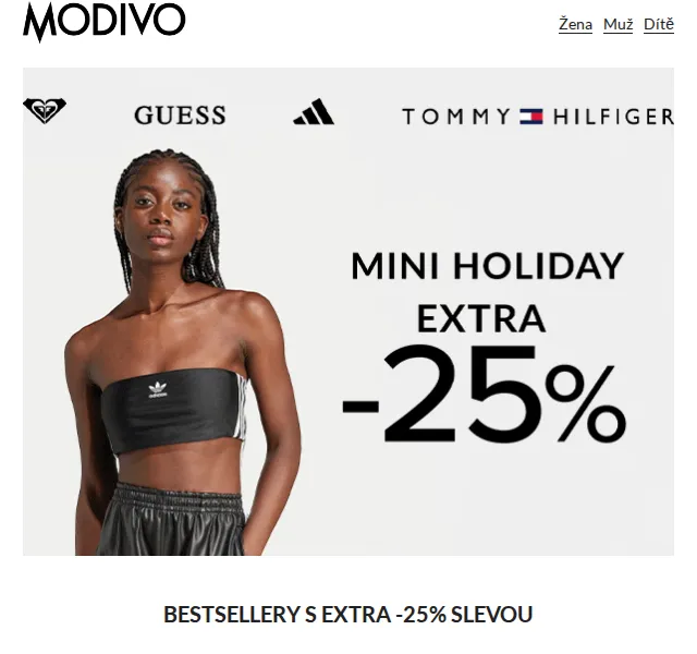 Modivo: extra 25% na bestsellery – červen 2026 | Nuslet.cz