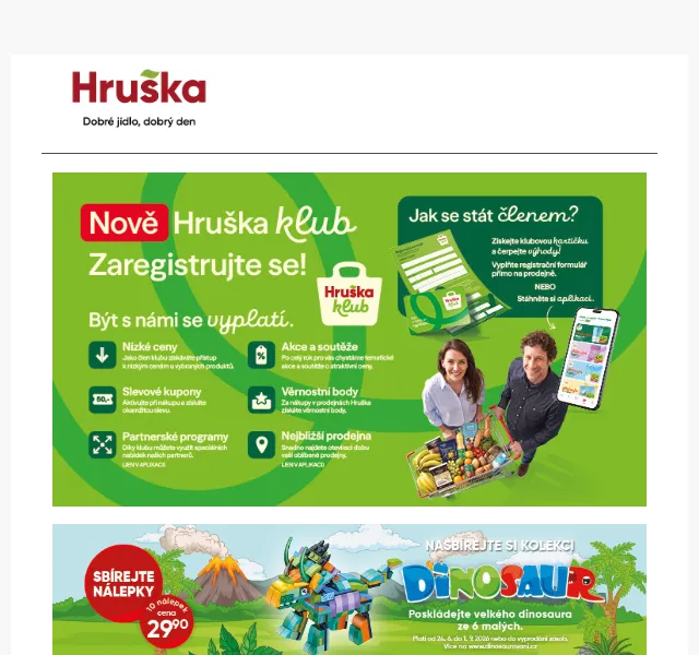 Hruška: Tvaroh 17,90 Kč, banány 24,90 Kč – červenec 2026