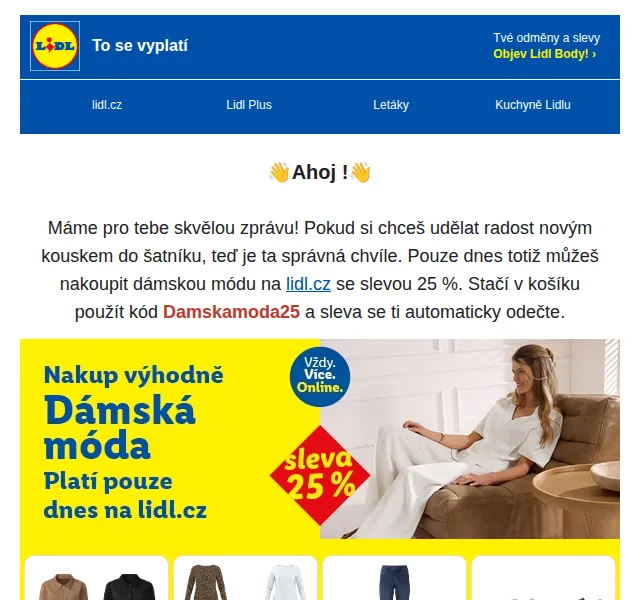 Lidl: 25 % sleva na dámskou módu + zahradní vybavení – duben 2026