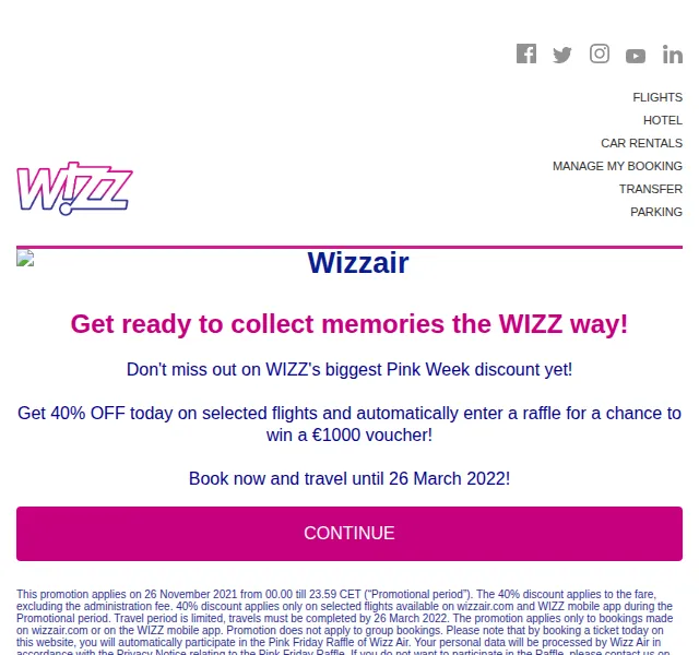 Wizz Air: 40% sleva na vybrané lety – červen 2026 | Nuslet.cz