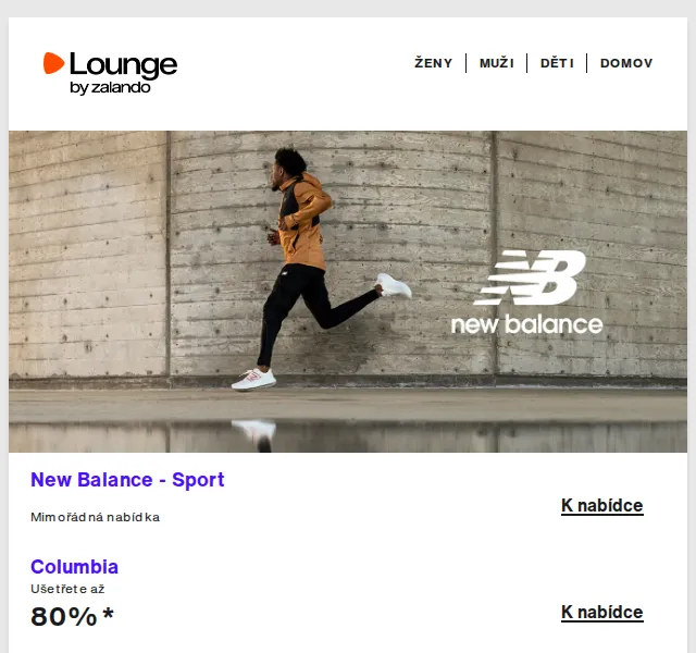 Lounge by Zalando: Columbia, ASICS sleva až 80 % – červen 2026 | Nuslet.cz