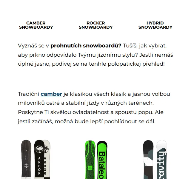 SNOWBOARD ZEZULA: Camber, rocker, hybrid – slevy až 20 % – červenec 2026 | Nuslet.cz