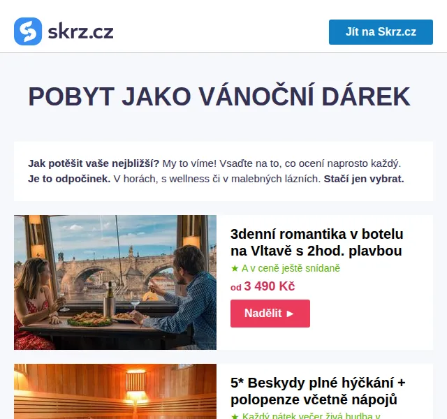 Vánoce na Skrz: dárkové pobyty od 1 599 Kč – červen 2026 | Nuslet.cz