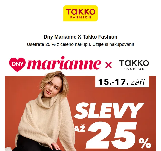 Takko Fashion: 25 % sleva v Dnech Marianne – červenec 2026 | Nuslet.cz