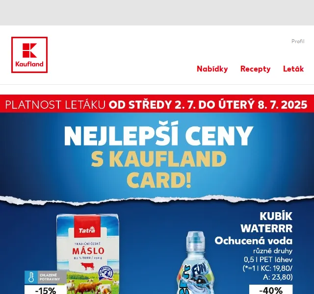 Kaufland: Tatra máslo 250 g za 49,90 Kč a další akce – červen 2026 | Nuslet.cz
