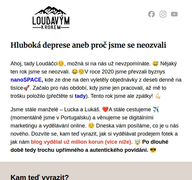 Loudavým krokem: Cestovatelské tipy a monetizace blogu – červen 2026 | Nuslet.cz