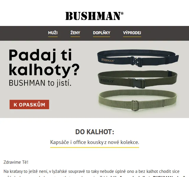 BUSHMAN: Nová kolekce kalhot a doplňků – červen 2026 | Nuslet.cz