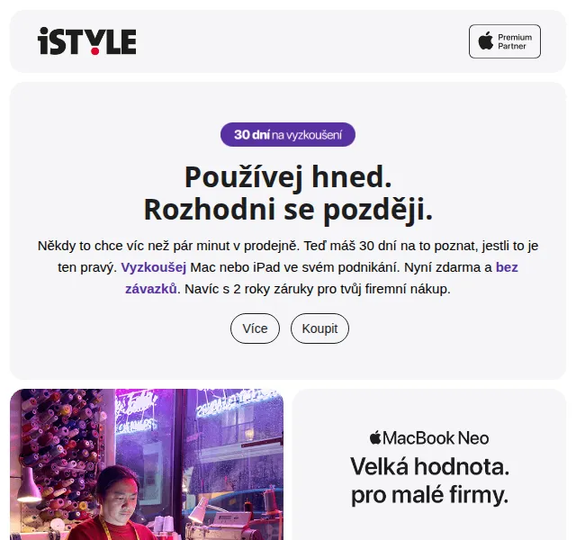 iSTYLE: Mac a iPad zdarma 30 dní – duben 2026 | Nuslet.cz