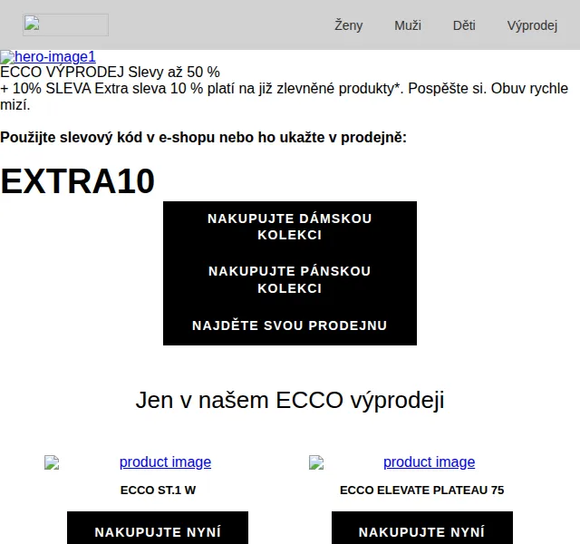 ECCO: Extra sleva 10 % na výprodej – červen 2026 | Nuslet.cz