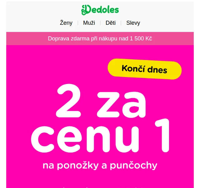 Dedoles.cz: Ponožky 1+1 zdarma s kódem – červenec 2026 | Nuslet.cz