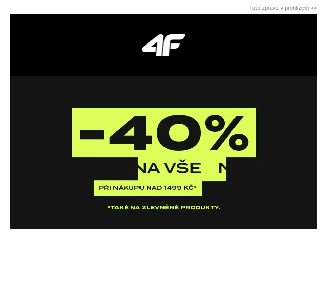 4Fstore.cz: -40% na vše s kódem BLACK-WEEK – červen 2026 | Nuslet.cz