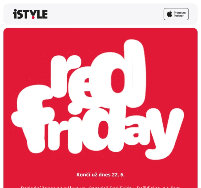 iSTYLE: Apple sleva až -39 % – Red Friday červen 2026