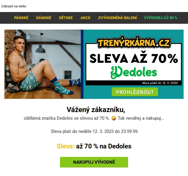 Trenýrkárna.cz: Dedoles sleva až 70 % – červen 2026 | Nuslet.cz