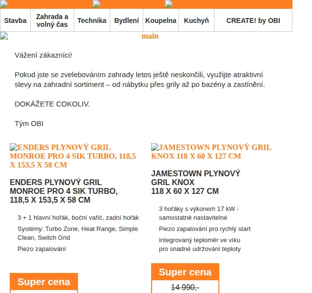 OBI Novinky: Sezónní výprodej – červenec 2026 | Nuslet.cz