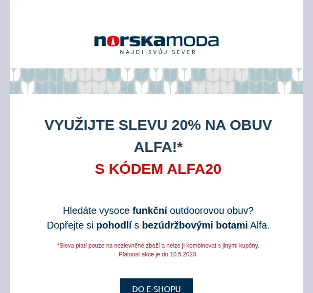 Norskamoda: Sleva 20 % na obuv Alfa – červen 2026 | Nuslet.cz