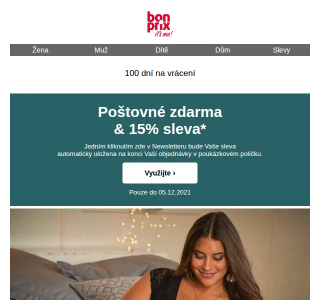 bonprix: 15% sleva a poštovné zdarma na spodní prádlo – červen 2026 | Nuslet.cz