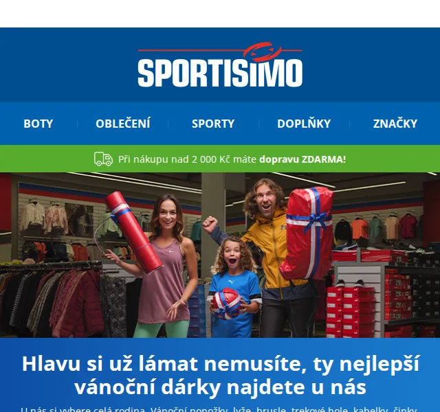 Sportisimo.cz: Tipy na vánoční dárky – doprava zdarma nad 2 000 Kč – červen 2026 | Nuslet.cz