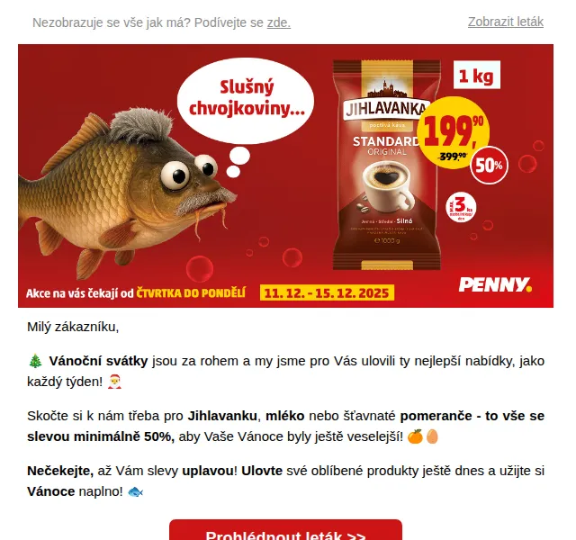 Penny: káva, mléko a vejce až 50 % – prosinec 2025 | Nuslet.cz