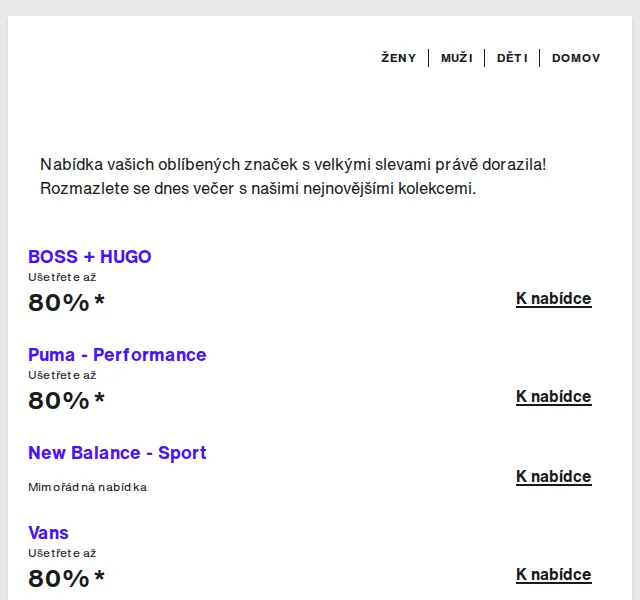 Lounge by Zalando: BOSS, Puma, New Balance – až 80% sleva | červenec 2026 | Nuslet.cz