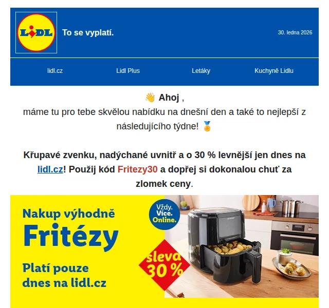 Lidl: Sleva 30 % na fritézy + nabídka týdne – březen 2026