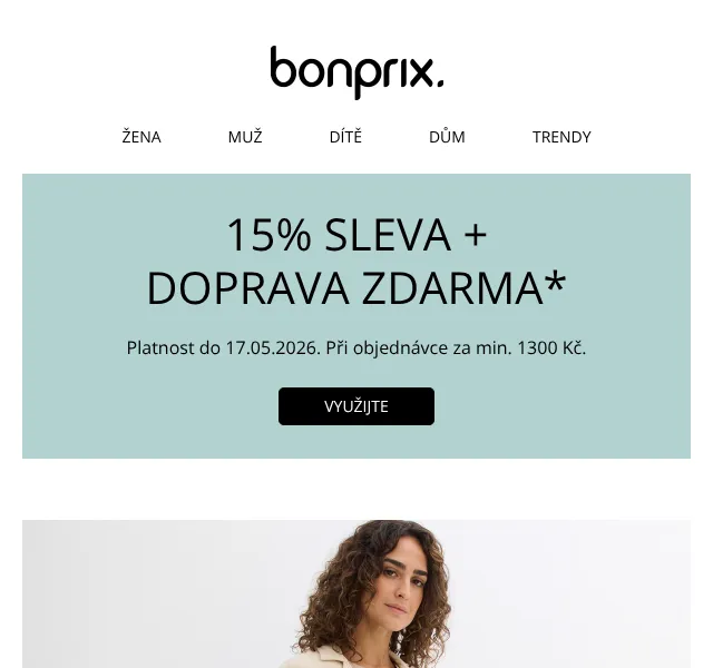 Bonprix: 15 % sleva + doprava zdarma – květen 2026