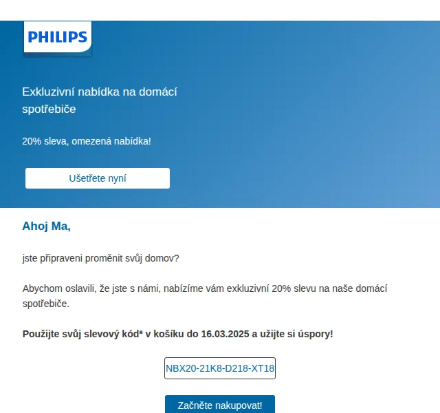 Philips: 20% sleva na domácí spotřebiče – červenec 2026 | Nuslet.cz