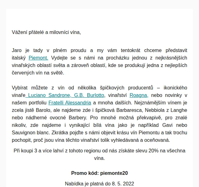 Premier Wines & Spirits: Piemonte se slevou 20 % – červen 2026 | Nuslet.cz