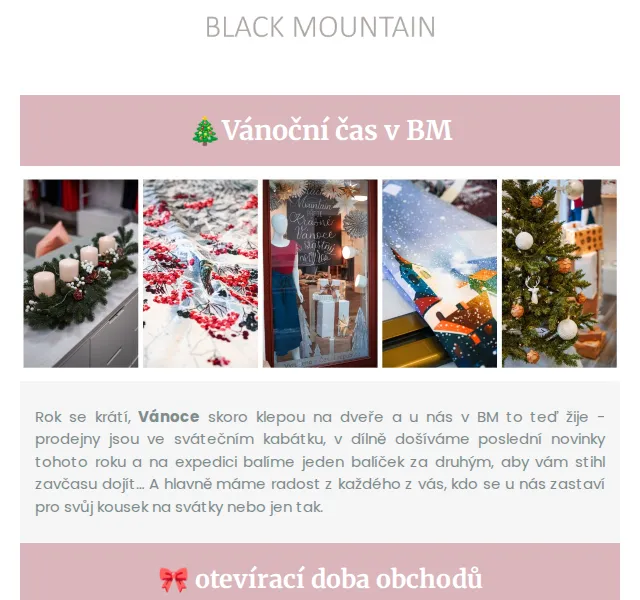 Black Mountain: Vánoční otevírací doba a dárkové poukazy – červenec 2026 | Nuslet.cz