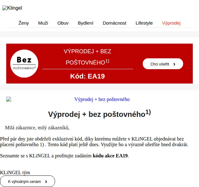 KLiNGEL: Výprodej + doprava zdarma – červen 2026 | Nuslet.cz