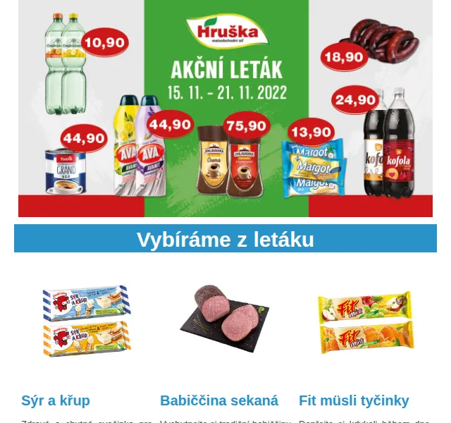 Váš HRUŠKA tým: Slevy na sýr, sekanou a Birell – červen 2026 | Nuslet.cz
