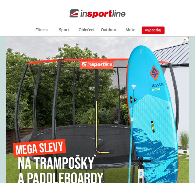 inSPORTline: Slevy až 31 % na trampolíny a paddleboardy – červen 2026 | Nuslet.cz