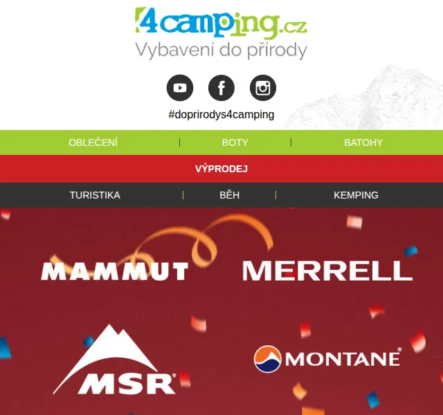 4camping: 11% sleva na Mammut, Merrell, MSR, Montane – červenec 2026 | Nuslet.cz