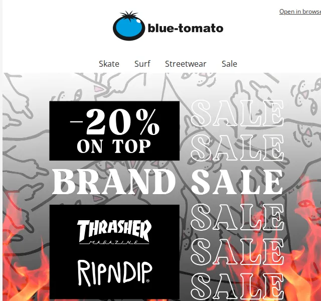 Blue Tomato: sleva 20 % na Thrasher & RIPNDIP – červen 2026 | Nuslet.cz