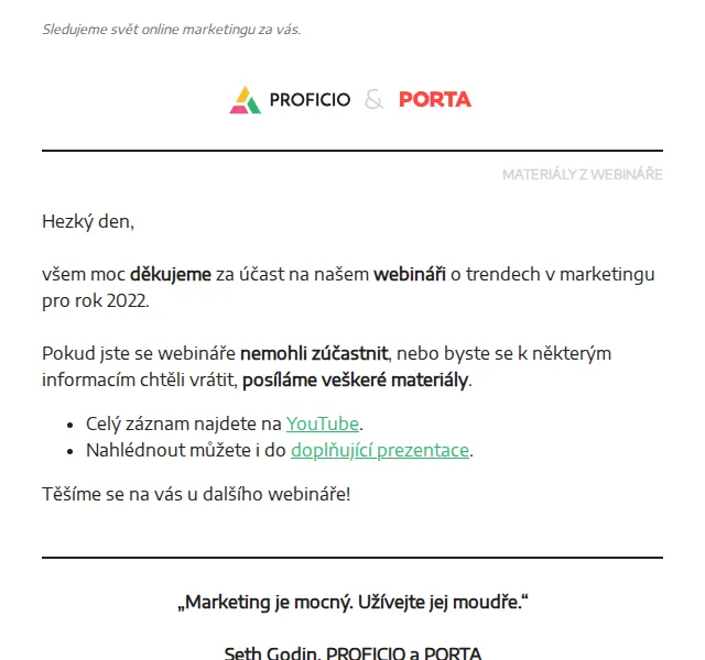 PROFICIO tým: Záznam webináře o marketingových trendech – červen 2026 | Nuslet.cz