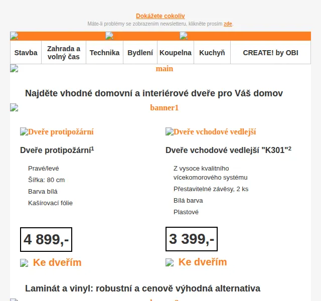 OBI Novinky: Dveře, podlahy a koupelny od 139 Kč – červen 2026 | Nuslet.cz
