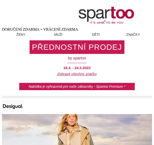 Spartoo: Až -50 % Desigual, Un Matin d'Été a Calvin Klein Jeans – červen 2026 | Nuslet.cz