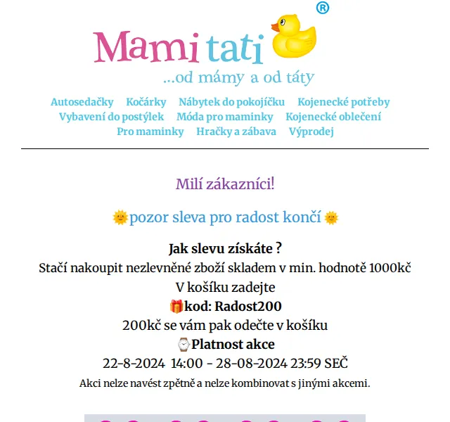 Mamitati.cz: Sleva 200 Kč na autosedačky a kočárky – srpen 2024 | Nuslet.cz