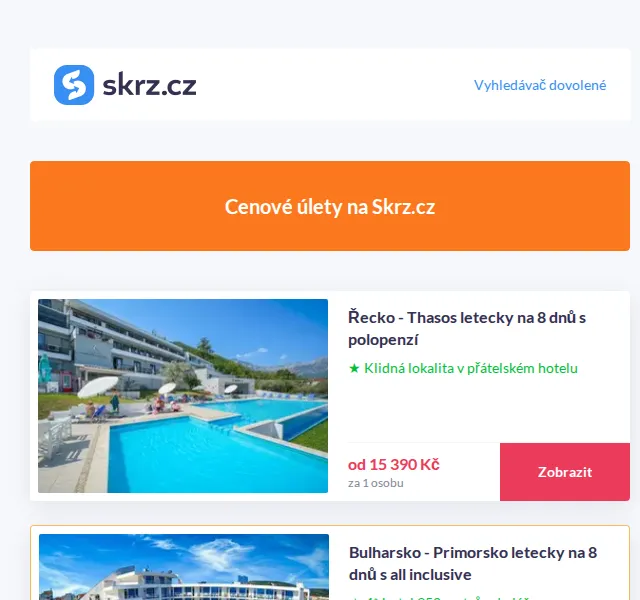 Skrz.cz: Dovolená u moře od 5 480 Kč – červenec 2026 | Nuslet.cz